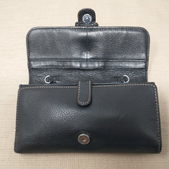 BRIGHTON BLACK PEBBLE LEATHER TRIFOLD WALLET - Picture 1 of 9